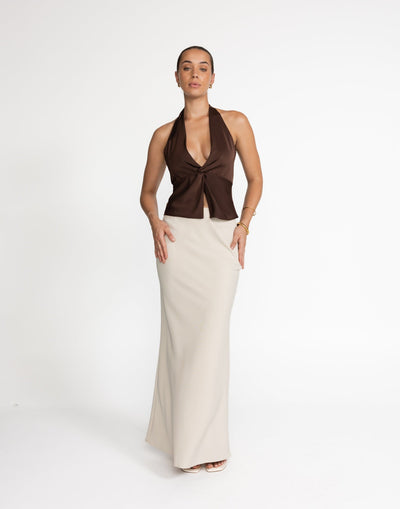 Cecil Top (Cocoa) | CHARCOAL Exclusive - Brown Halter Top - Women's Top - Charcoal Clothing