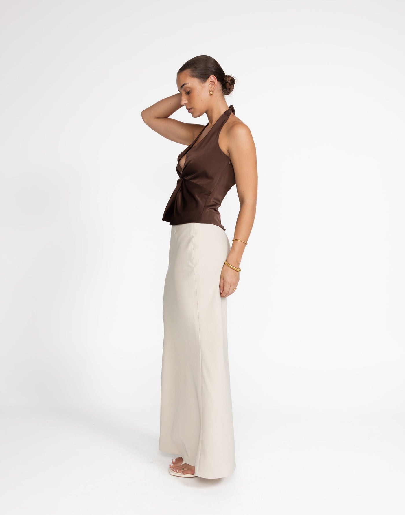 Cecil Top (Cocoa) | CHARCOAL Exclusive - Brown Halter Top - Women's Top - Charcoal Clothing