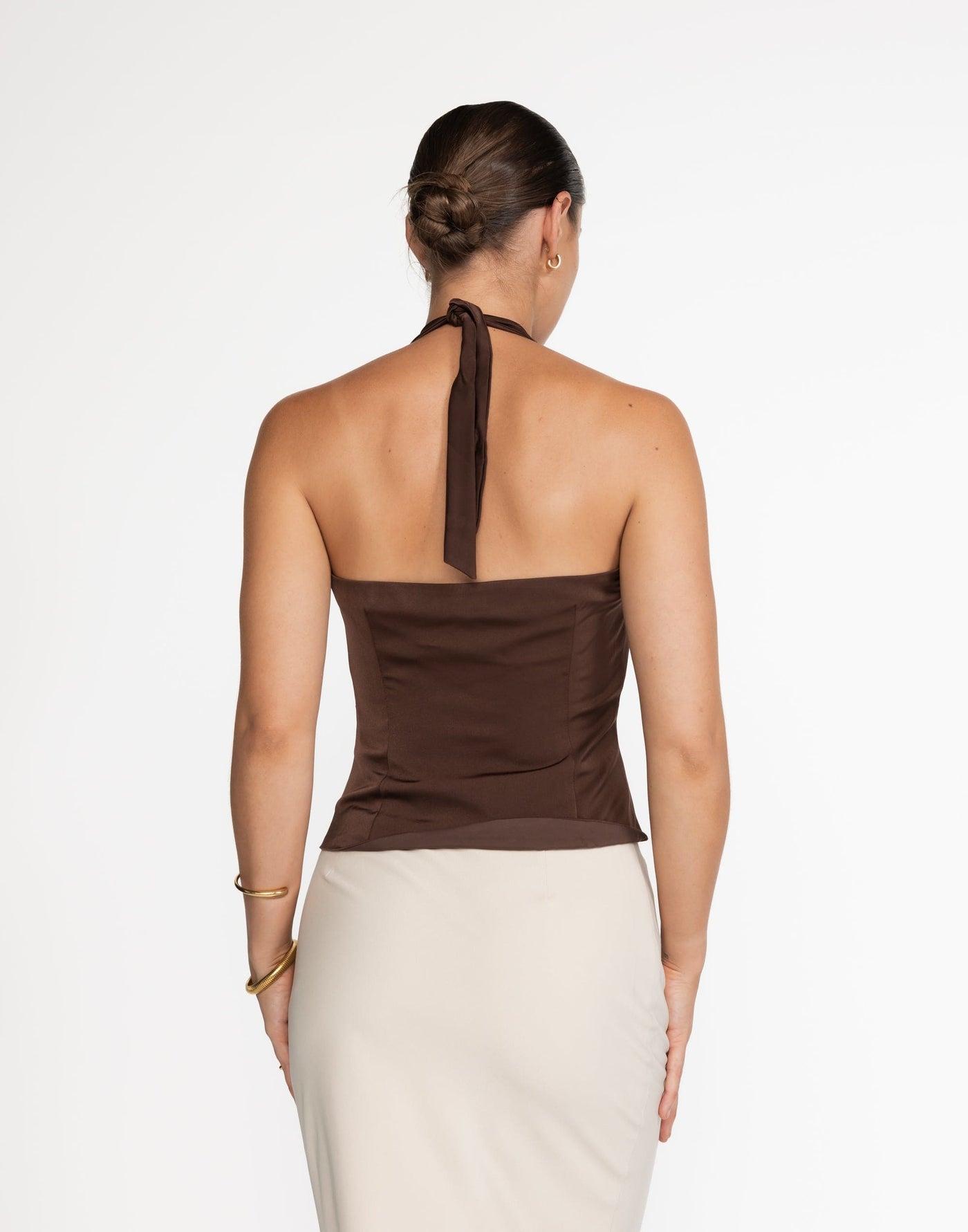 Cecil Top (Cocoa) | CHARCOAL Exclusive - Brown Halter Top - Women's Top - Charcoal Clothing