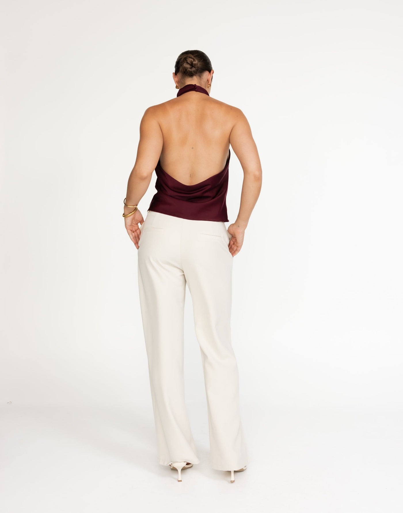 Gilda Top (Plum) | CHARCOAL Exclusive - High Neck, Open Back - Women's Top - Charcoal Clothing