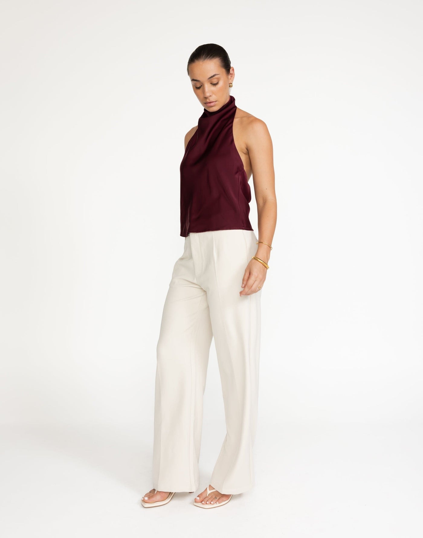 Gilda Top (Plum) | CHARCOAL Exclusive - High Neck, Open Back - Women's Top - Charcoal Clothing