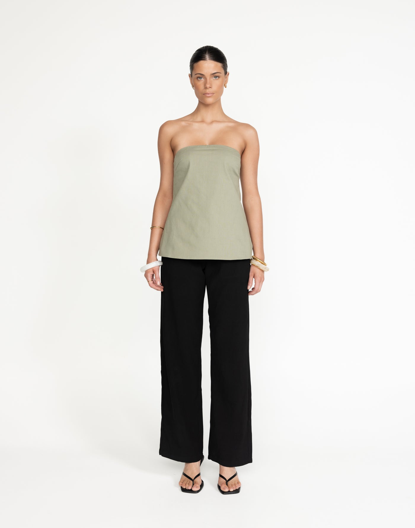 Hati Top (Seagrass) | CHARCOAL Exclusive - Strapless Adjustable Tie Back Longline Top - Women's Top - Charcoal Clothing