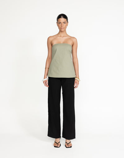 Hati Top (Seagrass) | CHARCOAL Exclusive - Strapless Adjustable Tie Back Longline Top - Women's Top - Charcoal Clothing