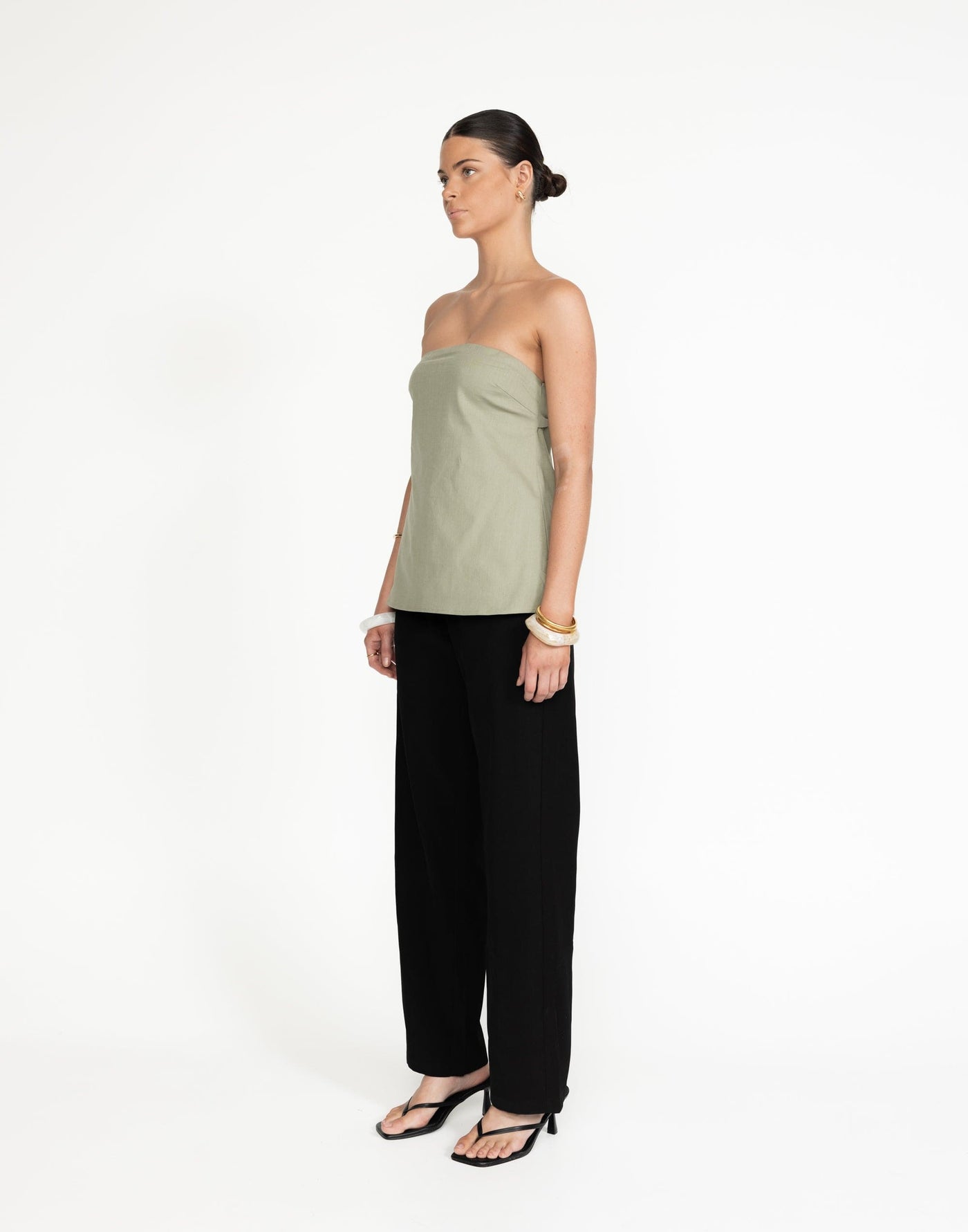 Hati Top (Seagrass) | CHARCOAL Exclusive - Strapless Adjustable Tie Back Longline Top - Women's Top - Charcoal Clothing