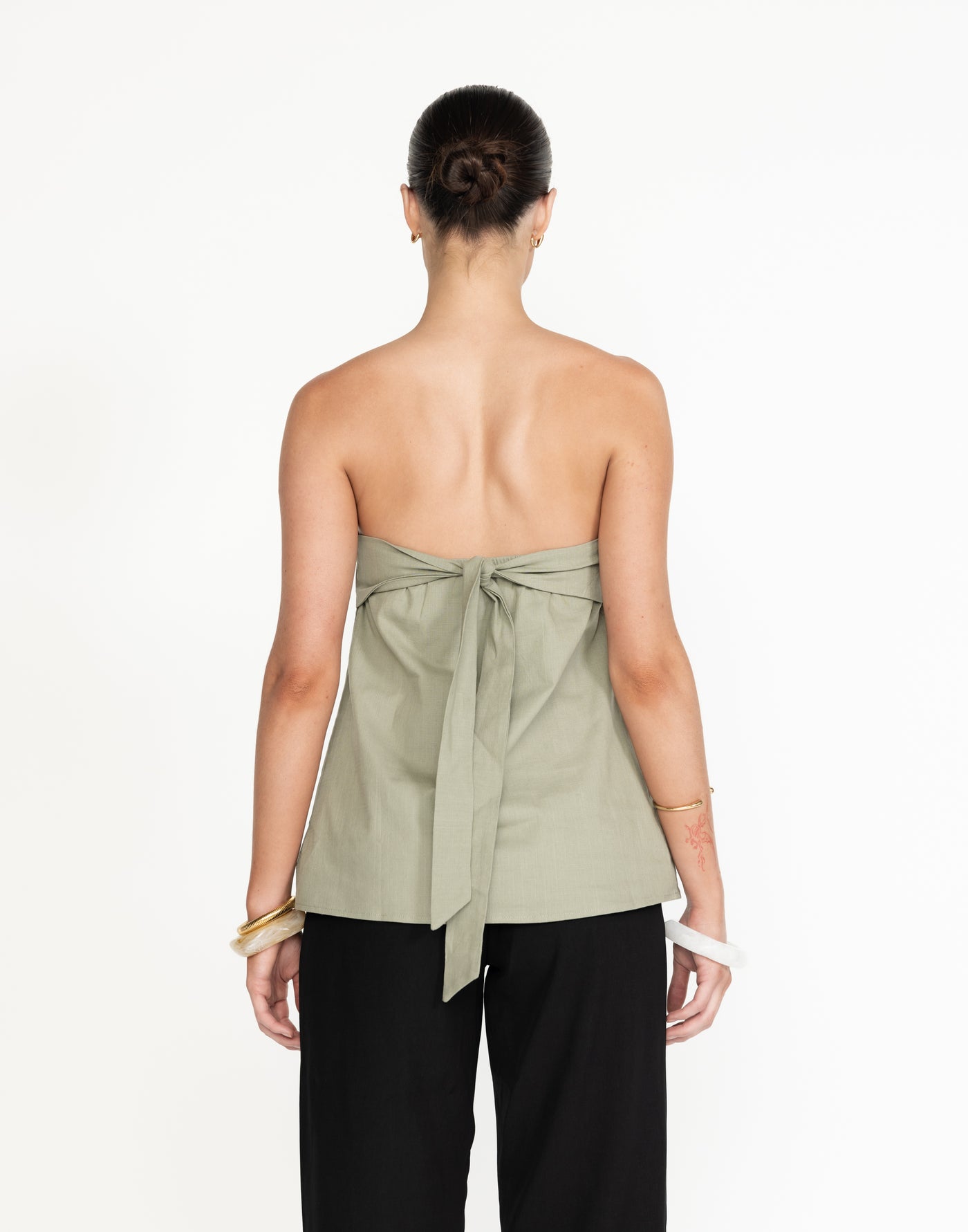 Hati Top (Seagrass) | CHARCOAL Exclusive - Strapless Adjustable Tie Back Longline Top - Women's Top - Charcoal Clothing