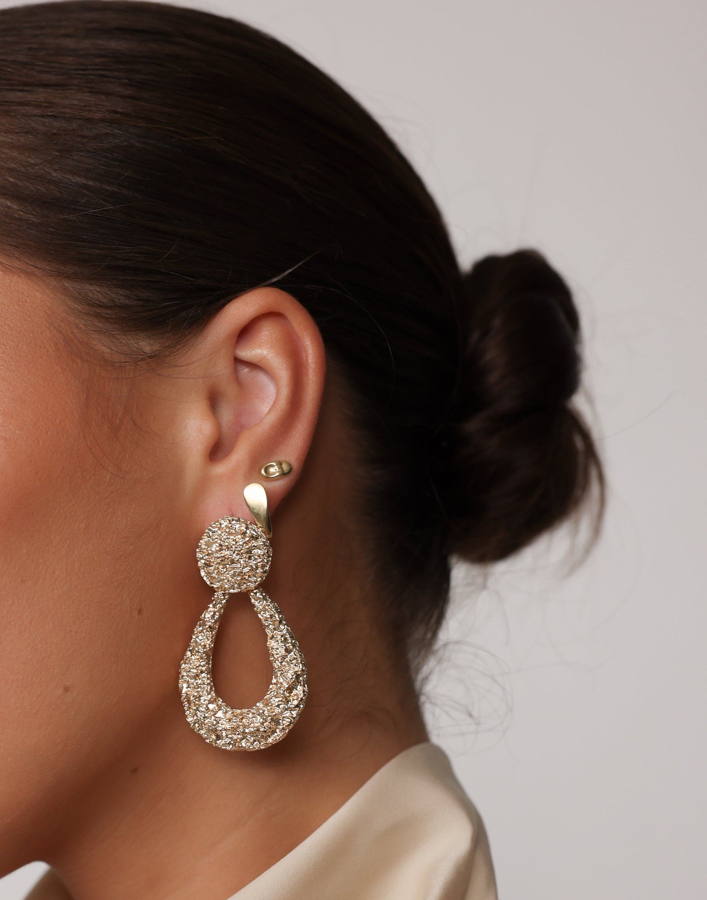 Tihani Earrings (Gold) - Teardrop Shape Statement Earring - Women's Accessories - Charcoal Clothing
