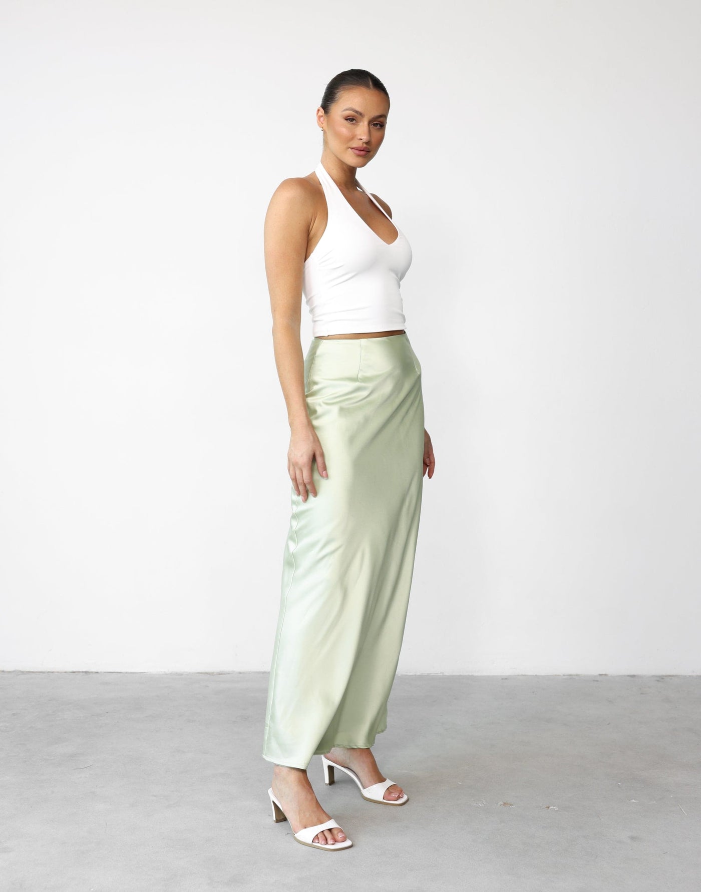 Sincerity Maxi Skirt (Margarita) | Charcoal Clothing Exclusive - Satin High Waisted Skirt - Women's Skirt - Charcoal Clothing