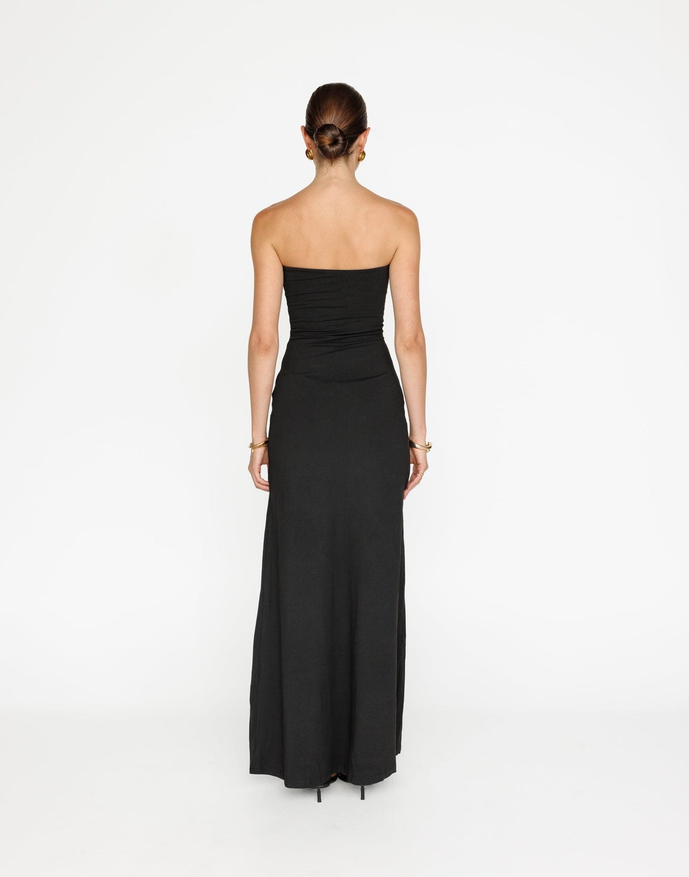 Edela Maxi Dress (Black) | CHARCOAL Exclusive - Twisted Front Detail Strapless Dress - Women's Dress - Charcoal Clothing