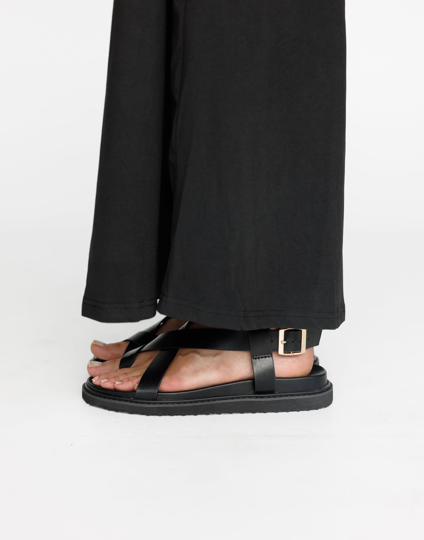 Zarai Sandals (Black) - By Billini - Strappy Upper Buckle Fastening Toe Strap Sandal - Women's Shoes - Charcoal Clothing