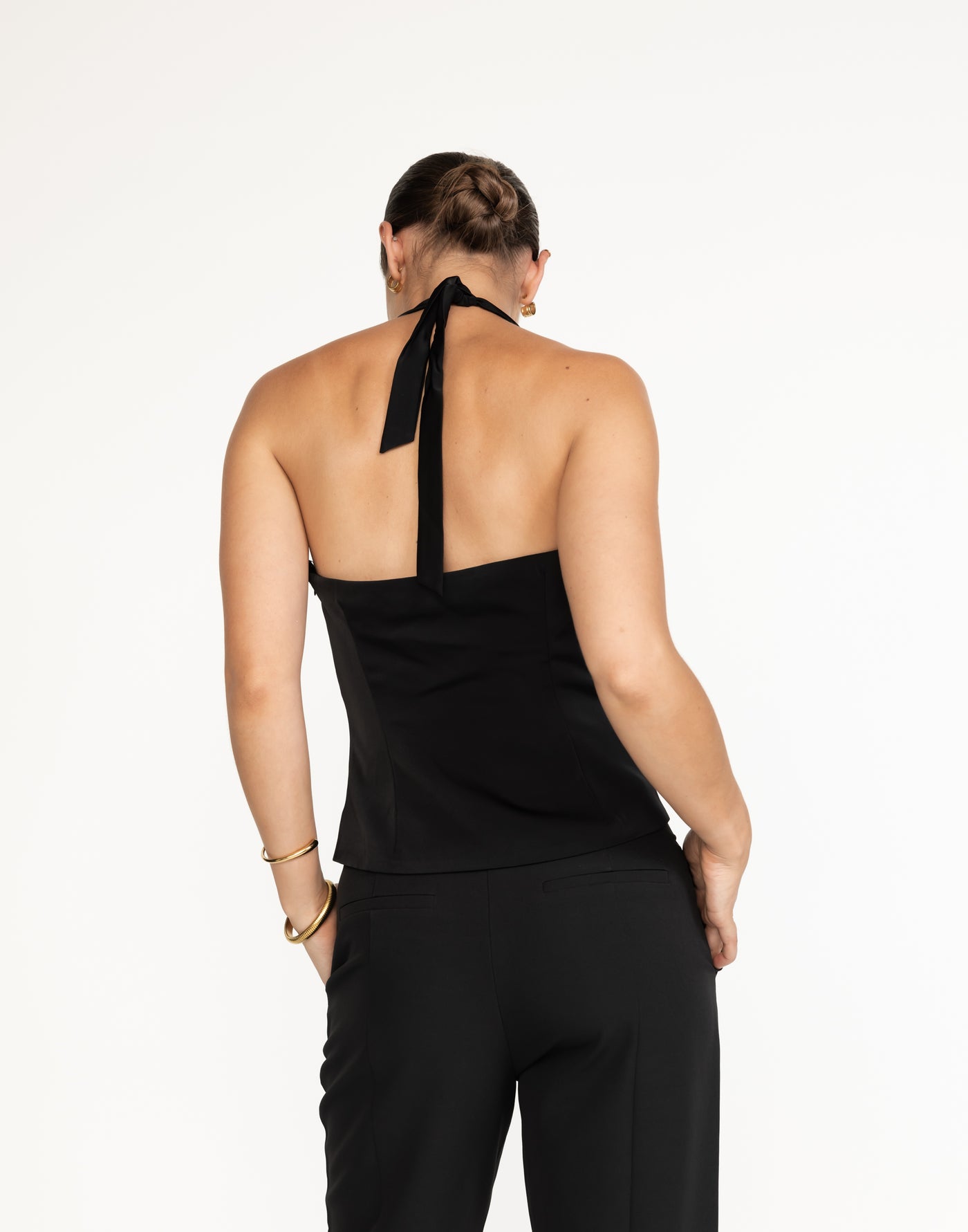 Cecil Top (Black) | CHARCOAL Exclusive - Black Halter Top - Women's Top - Charcoal Clothing