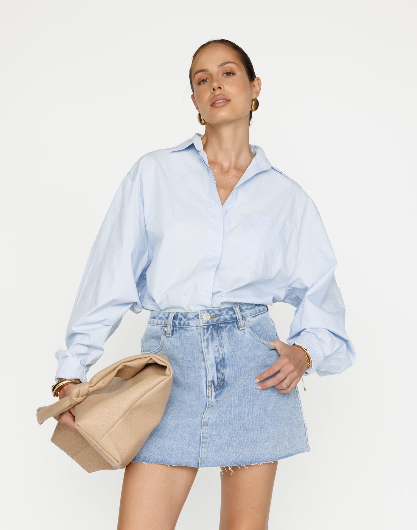 Franco Shirt (Sky) - Oversized Dress Shirt - Women's Shirt - Charcoal Clothing