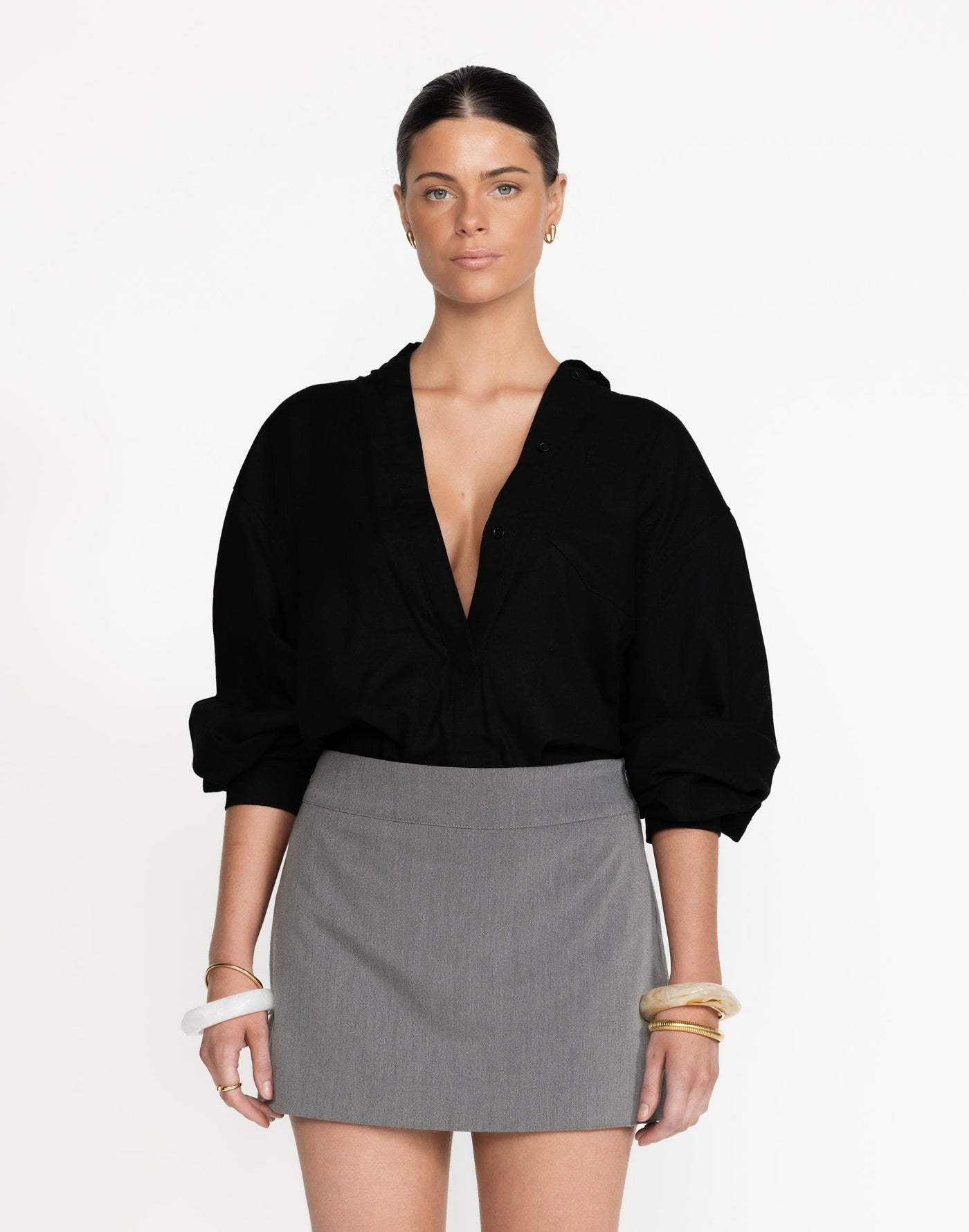 Mckenzie Linen Shirt (Black) - Long Sleeve Button Up Shirt - Women's Shirt - Charcoal Clothing