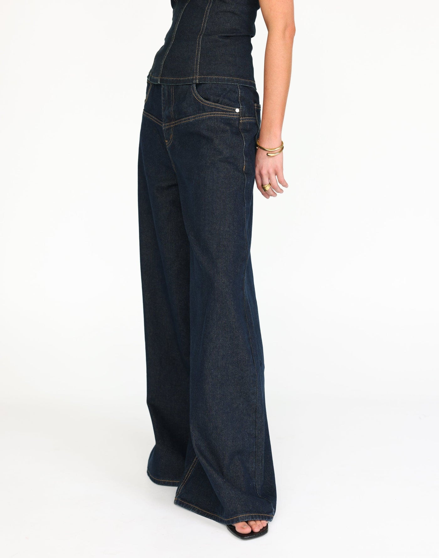 Aydin Jeans (Indigo) | CHARCOAL Exclusive - High Waisted Wide Leg Jeans - Women's Pants - Charcoal Clothing