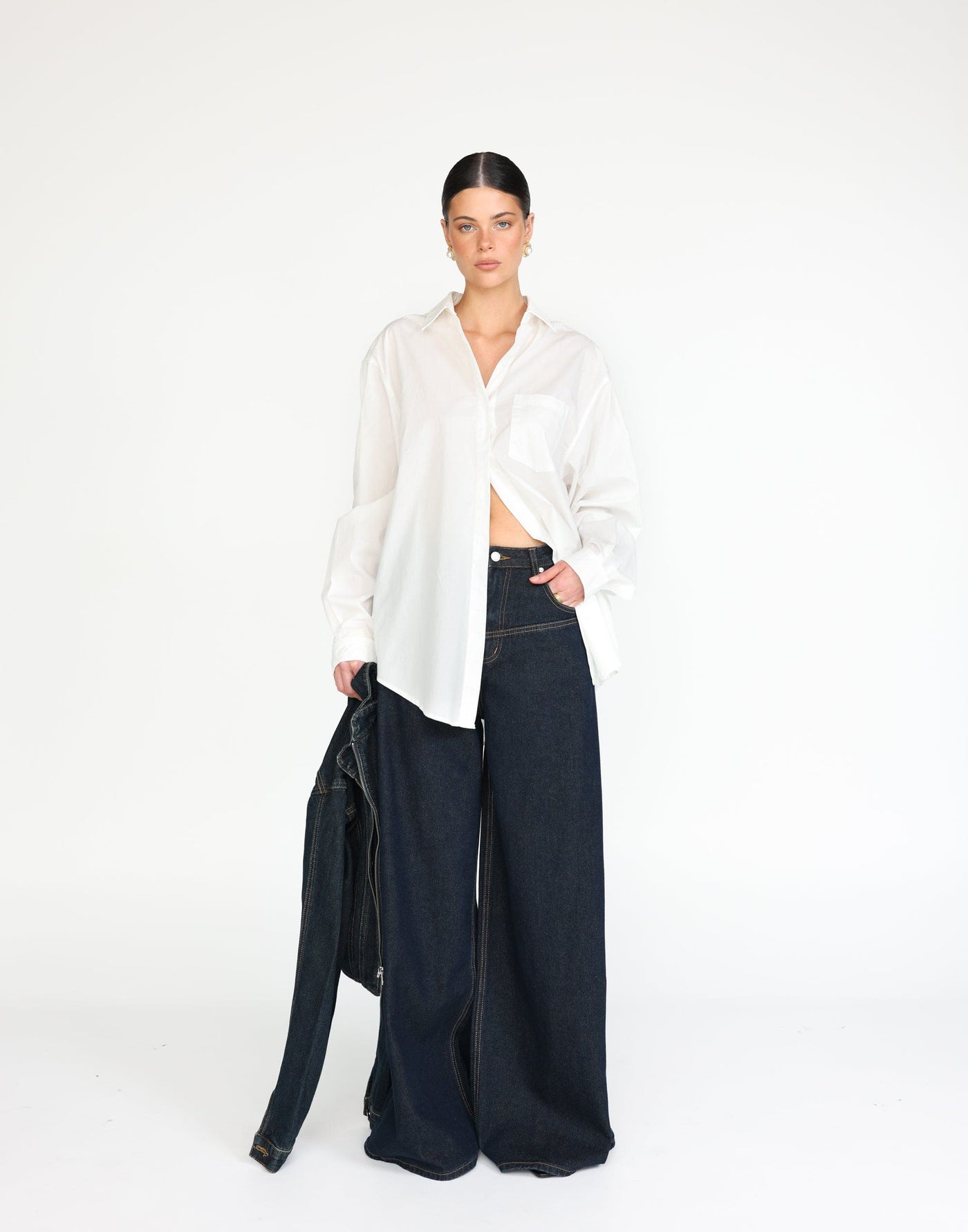 Aydin Jeans (Indigo) | CHARCOAL Exclusive - High Waisted Wide Leg Jeans - Women's Pants - Charcoal Clothing