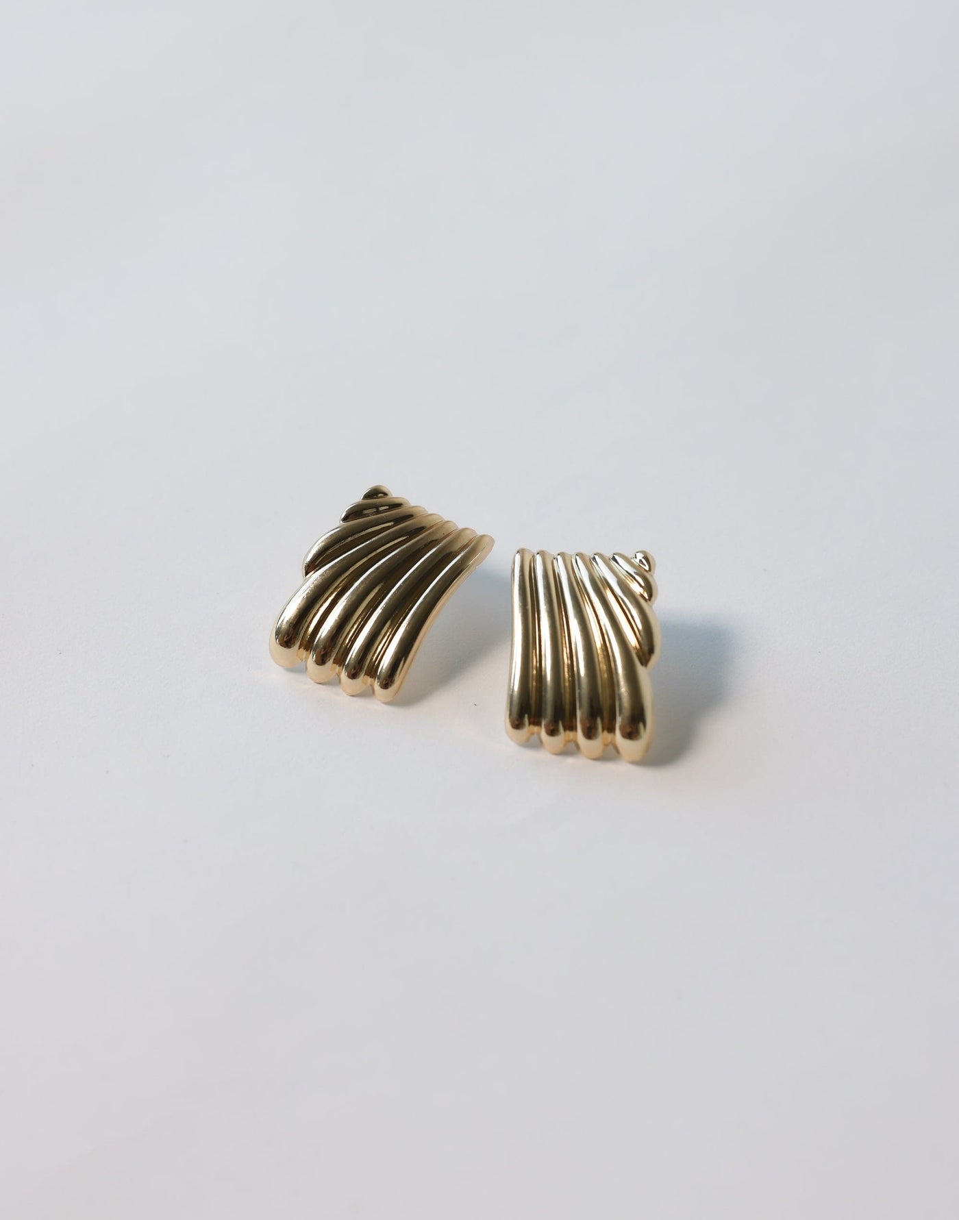 Sikora Earrings (Gold) - Rectangular Shell-like Textured Earrings - Women's Accessories - Charcoal Clothing