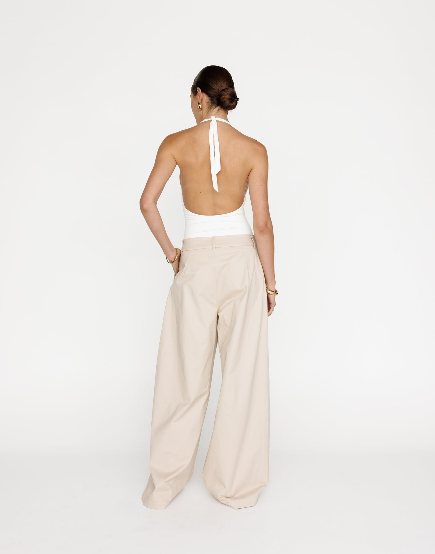 Joelle Pants (Beige) | Charcoal Clothing Exclusive - Low Rise Wide Leg Pants - Women's Pants - Charcoal Clothing