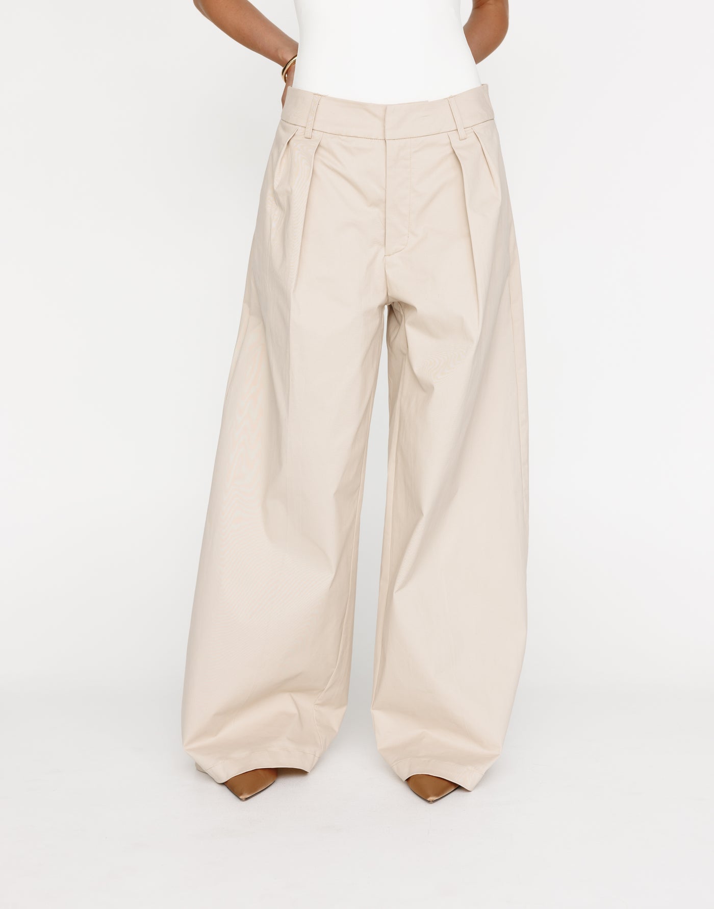 Joelle Pants (Beige) | Charcoal Clothing Exclusive - Low Rise Wide Leg Pants - Women's Pants - Charcoal Clothing