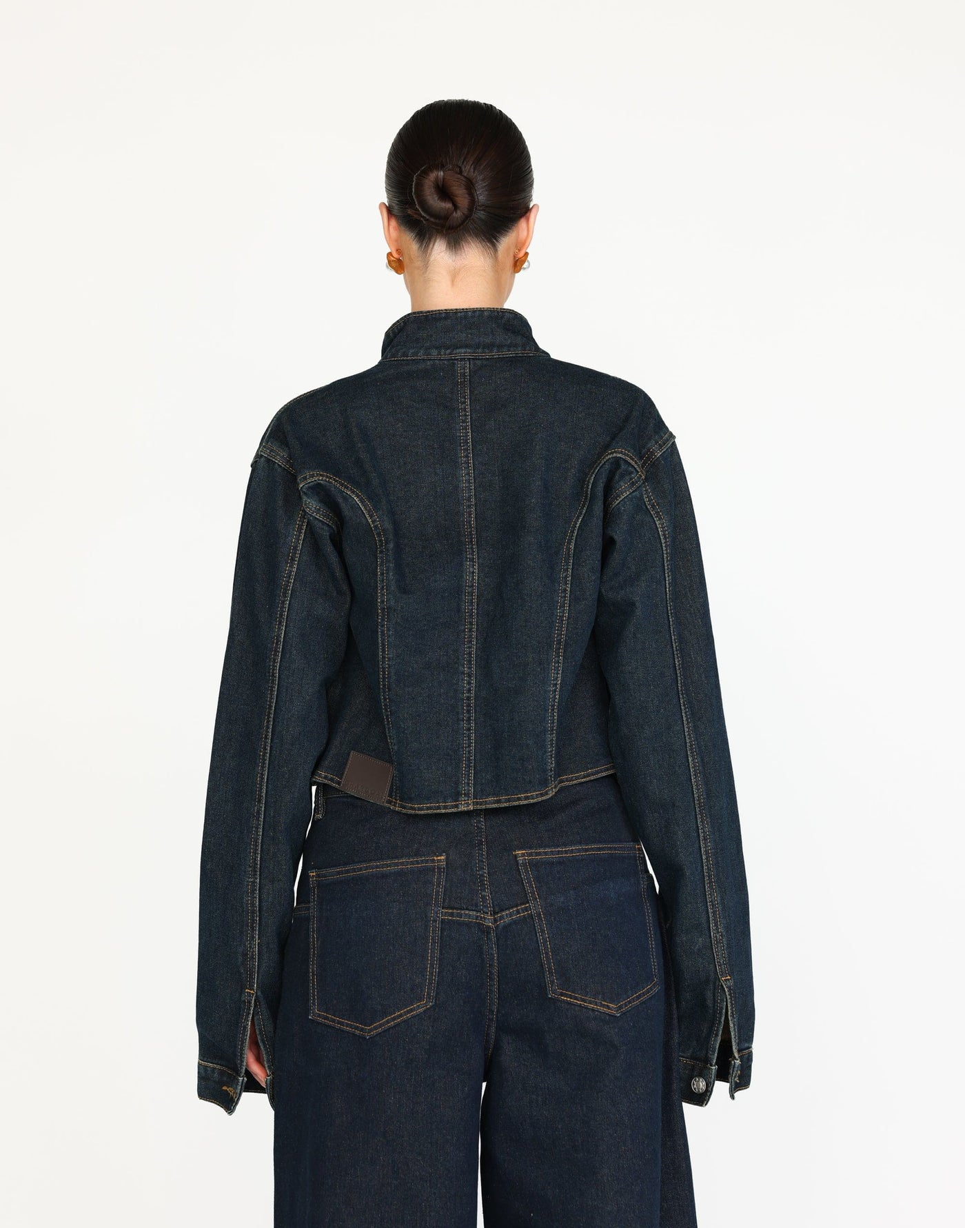 Chad Jacket (Indigo) | CHARCOAL Exclusive - Cropped High Neck Denim Jacket - Women's Outerwear - Charcoal Clothing