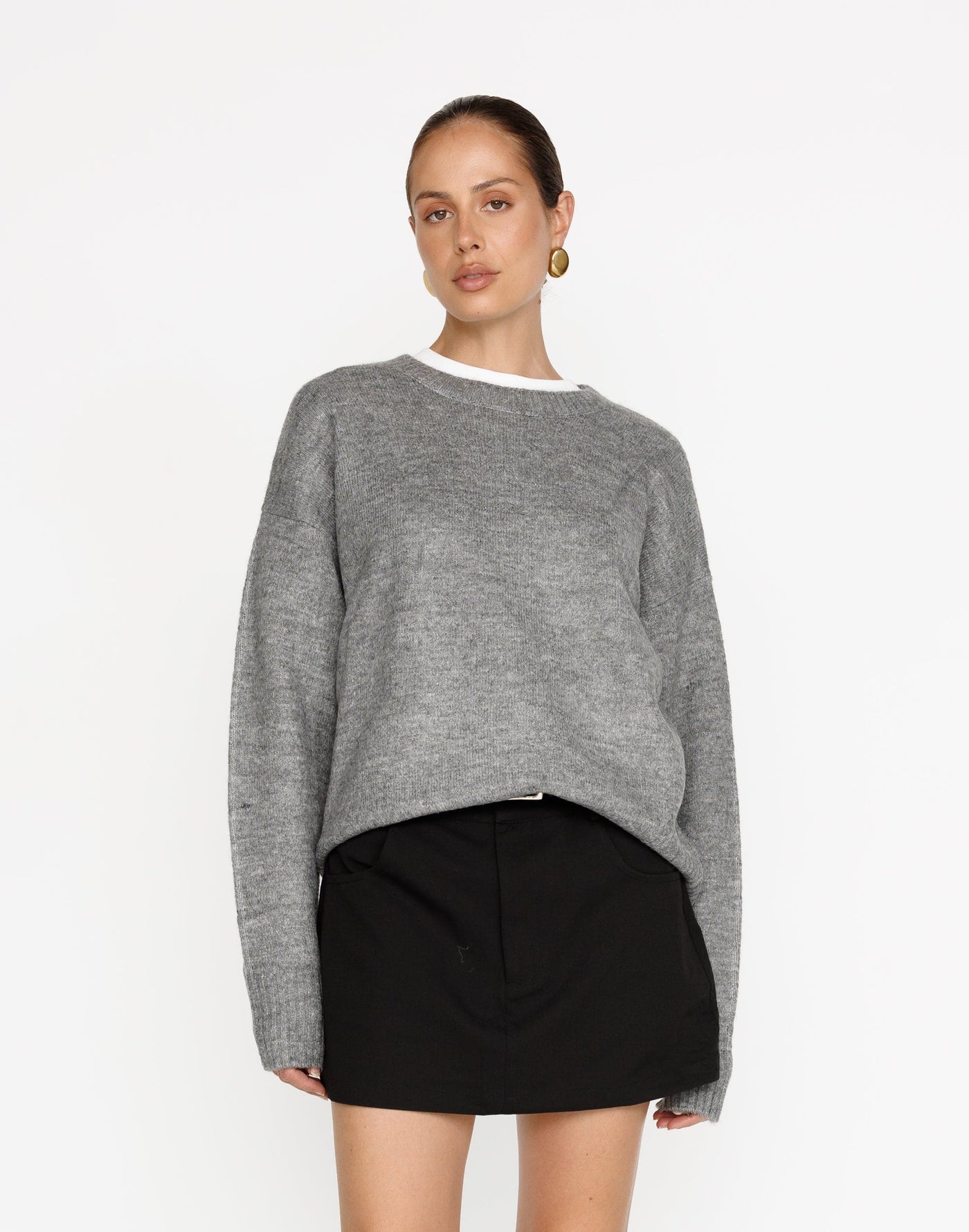 Alva Knit Jumper (Grey Marle) | CHARCOAL Exclusive - Crew Neck Soft Knit Jumper - Women's Outerwear - Charcoal Clothing