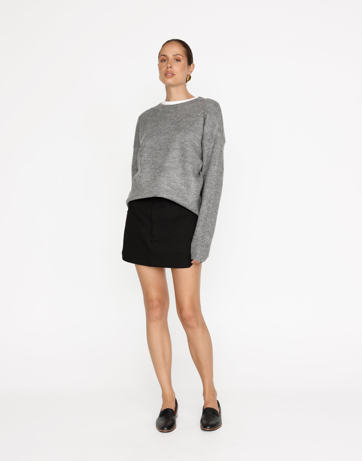 Alva Knit Jumper (Grey Marle) | CHARCOAL Exclusive - Crew Neck Soft Knit Jumper - Women's Outerwear - Charcoal Clothing