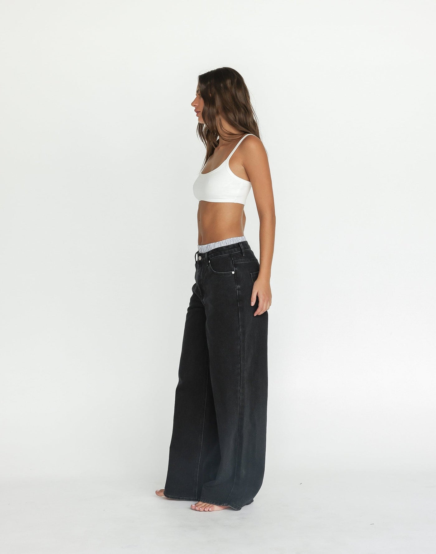 Roman Jeans (Vintage Black) | CHARCOAL Exclusive - Low Rise Wide Leg Jeans - Women's Pants - Charcoal Clothing