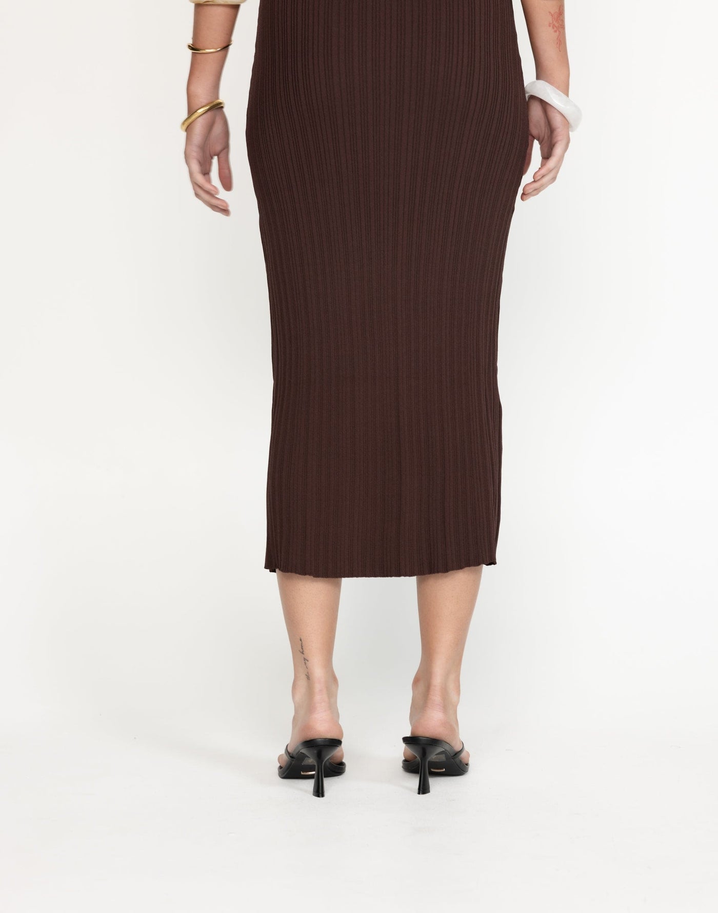 Kienna Maxi Dress (Cocoa) - Boat Neck Ribbed Bodycon Maxi Dress - Women's Dress - Charcoal Clothing