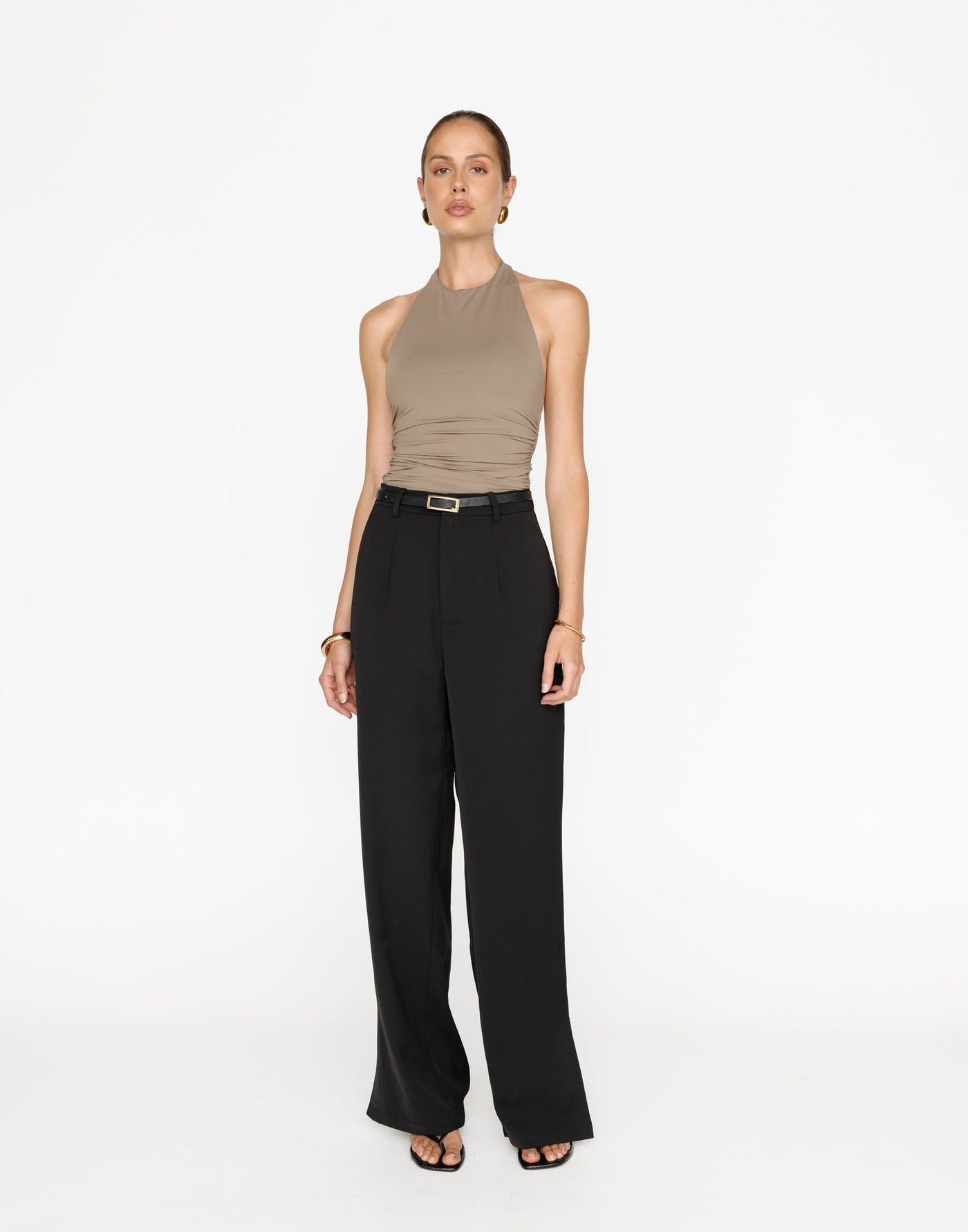 Sailing Away Pants (Black) | CHARCOAL Exclusive - High Waisted Subtle Split Side Pants - Women's Pants - Charcoal Clothing