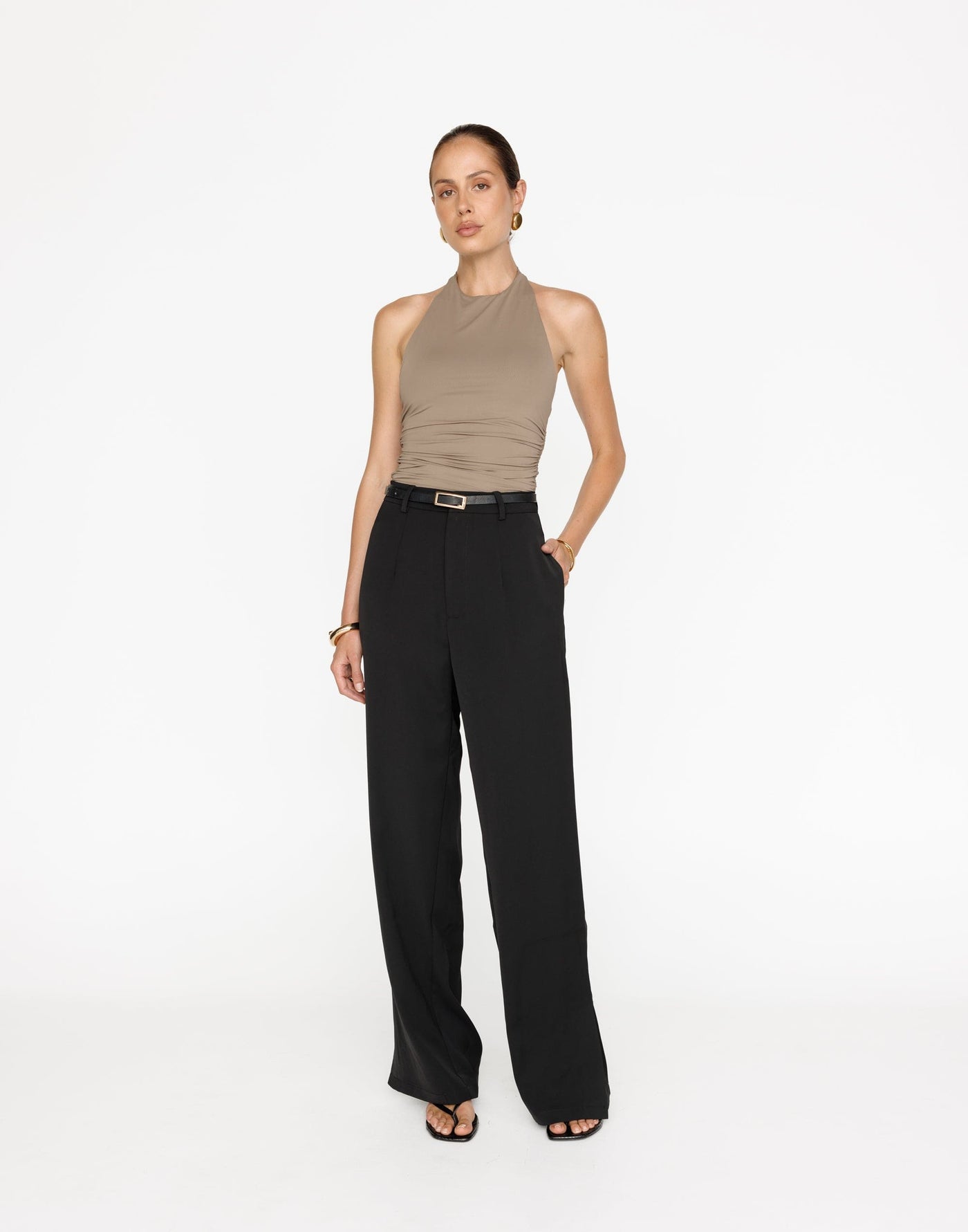 Sailing Away Pants (Black) | CHARCOAL Exclusive - High Waisted Subtle Split Side Pants - Women's Pants - Charcoal Clothing