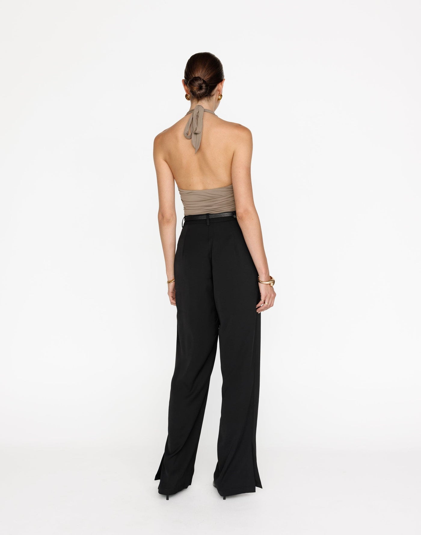 Sailing Away Pants (Black) | CHARCOAL Exclusive - High Waisted Subtle Split Side Pants - Women's Pants - Charcoal Clothing