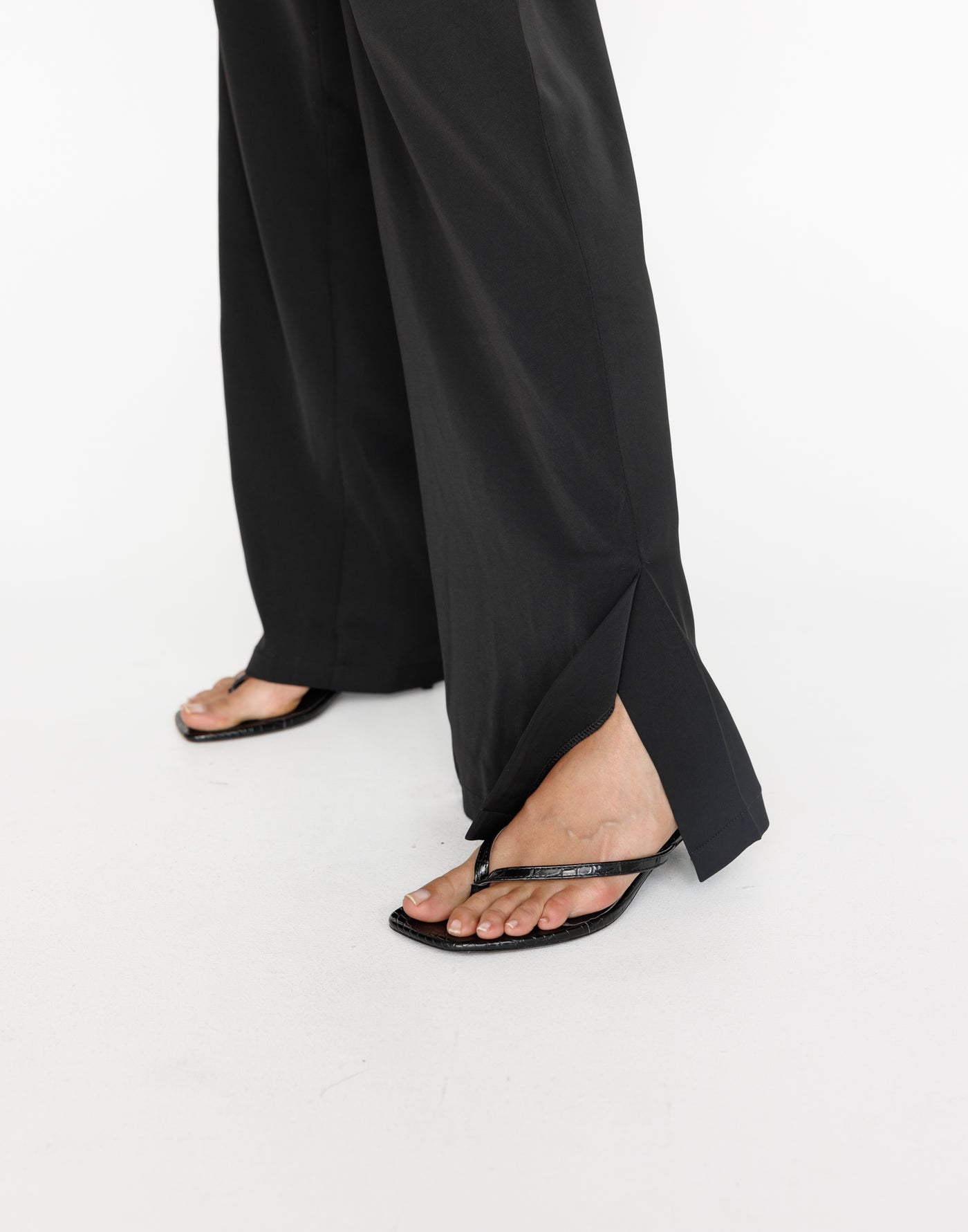 Sailing Away Pants (Black) | CHARCOAL Exclusive - High Waisted Subtle Split Side Pants - Women's Pants - Charcoal Clothing