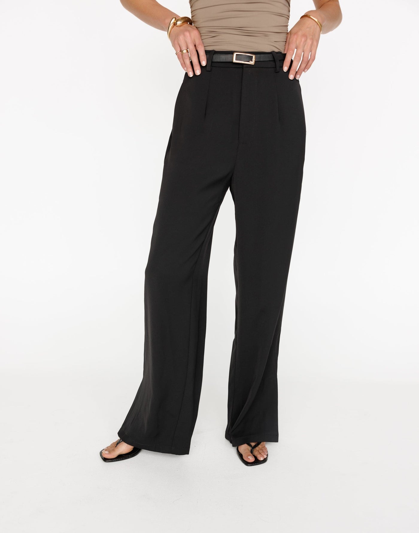 Sailing Away Pants (Black) | CHARCOAL Exclusive - High Waisted Subtle Split Side Pants - Women's Pants - Charcoal Clothing