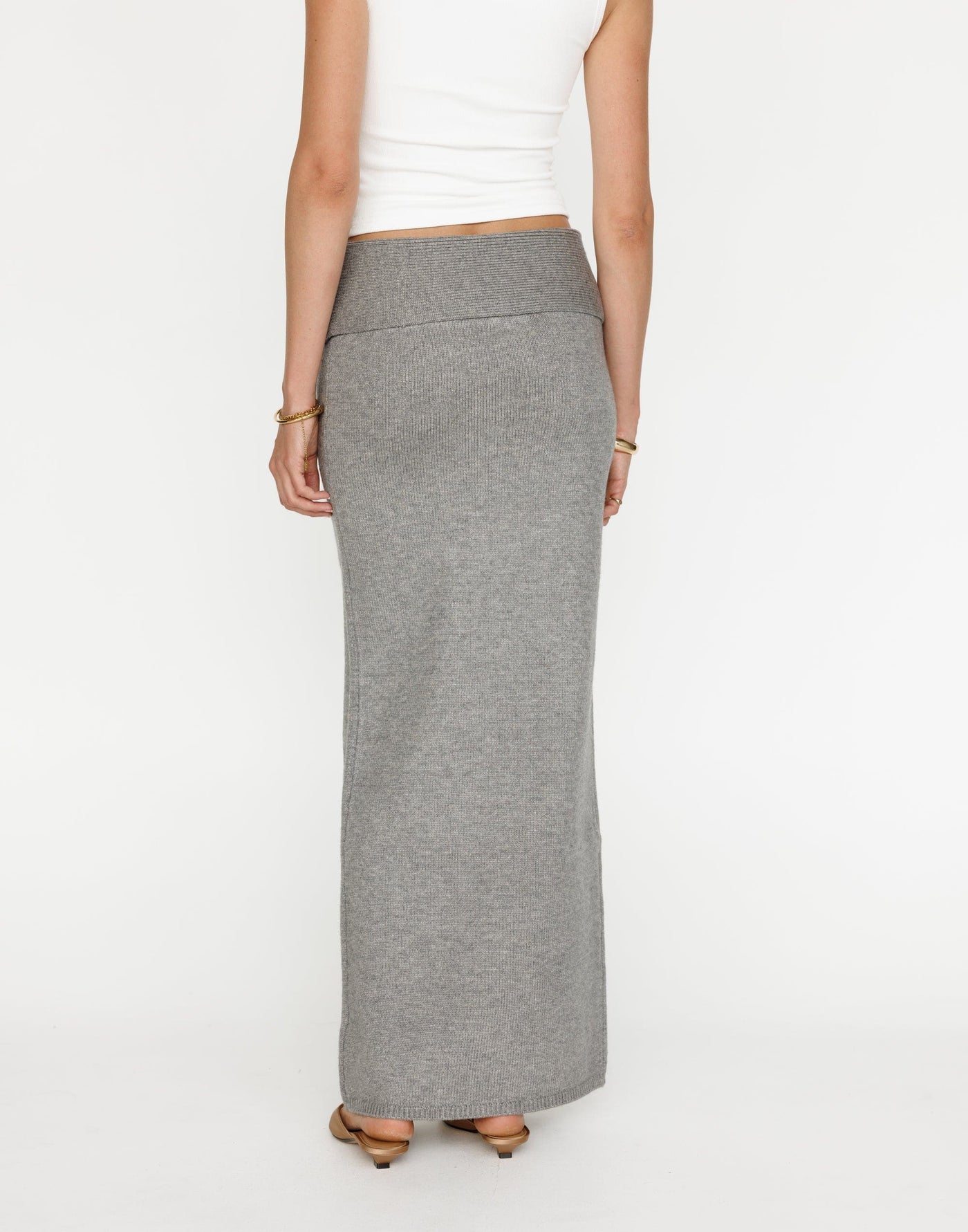 Seline Maxi Skirt (Slate) | CHARCOAL Exclusive - Fold Over Soft Knit Maxi Skirt - Women's Skirt - Charcoal Clothing