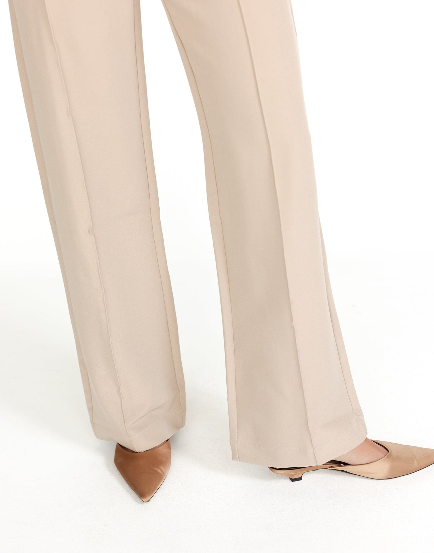 Colden Pants (Beige) - High Waisted Pleat Detail Pants - Women's Pants - Charcoal Clothing