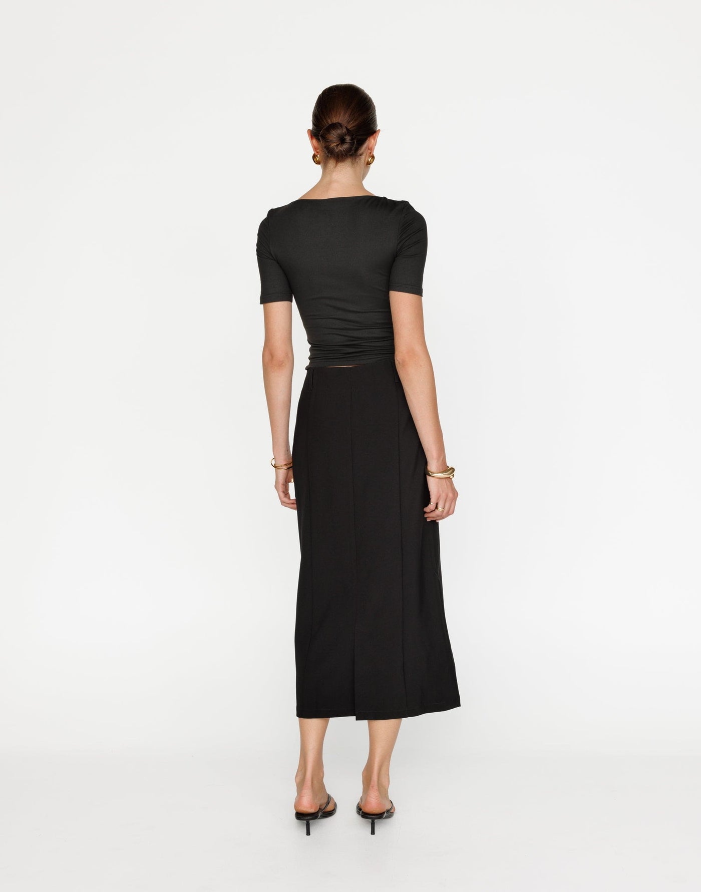 Brigitte Midi Skirt (Black) | CHARCOAL Exclusive - Suiting Fitted Midi Skirt - Women's Skirt - Charcoal Clothing