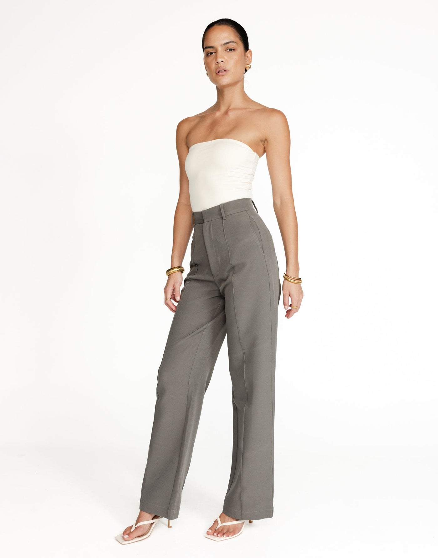 Colden Pants (Brown) - High Waisted Business Pant - Women's Pants - Charcoal Clothing