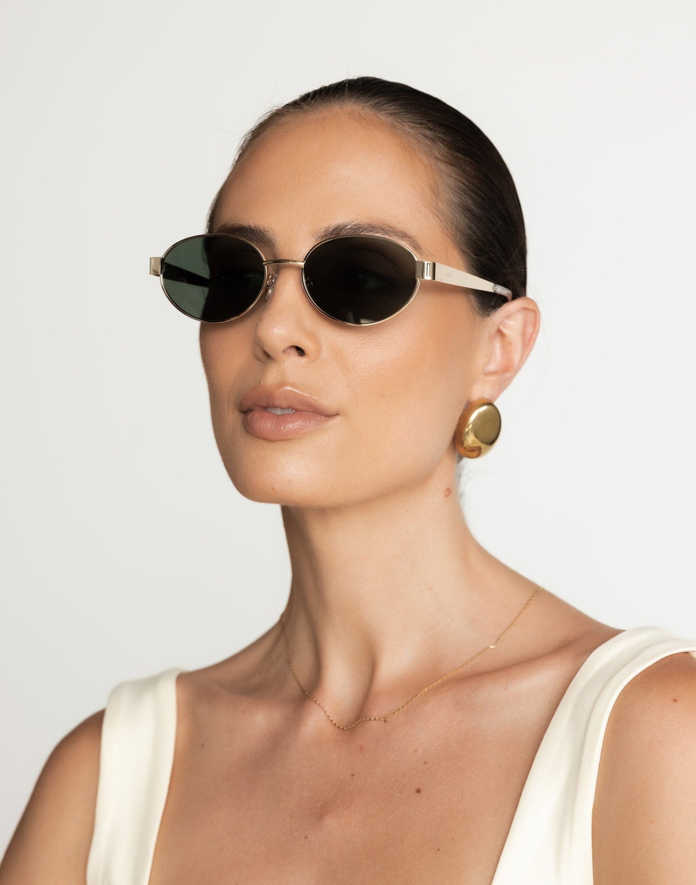 The Evangelista Sunglasses (Green/Gold) - By Banb - Rounded Frame Sunglasses - Women's Accessories - Charcoal Clothing