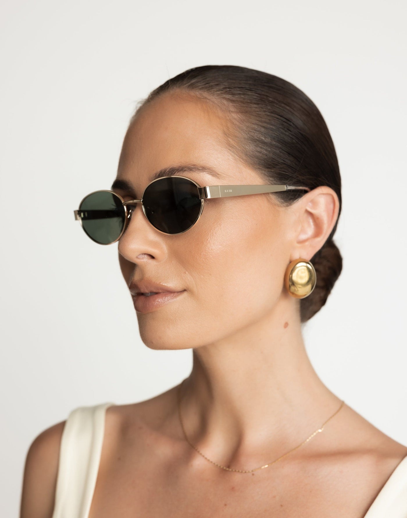 The Evangelista Sunglasses (Green/Gold) - By Banb - Rounded Frame Sunglasses - Women's Accessories - Charcoal Clothing