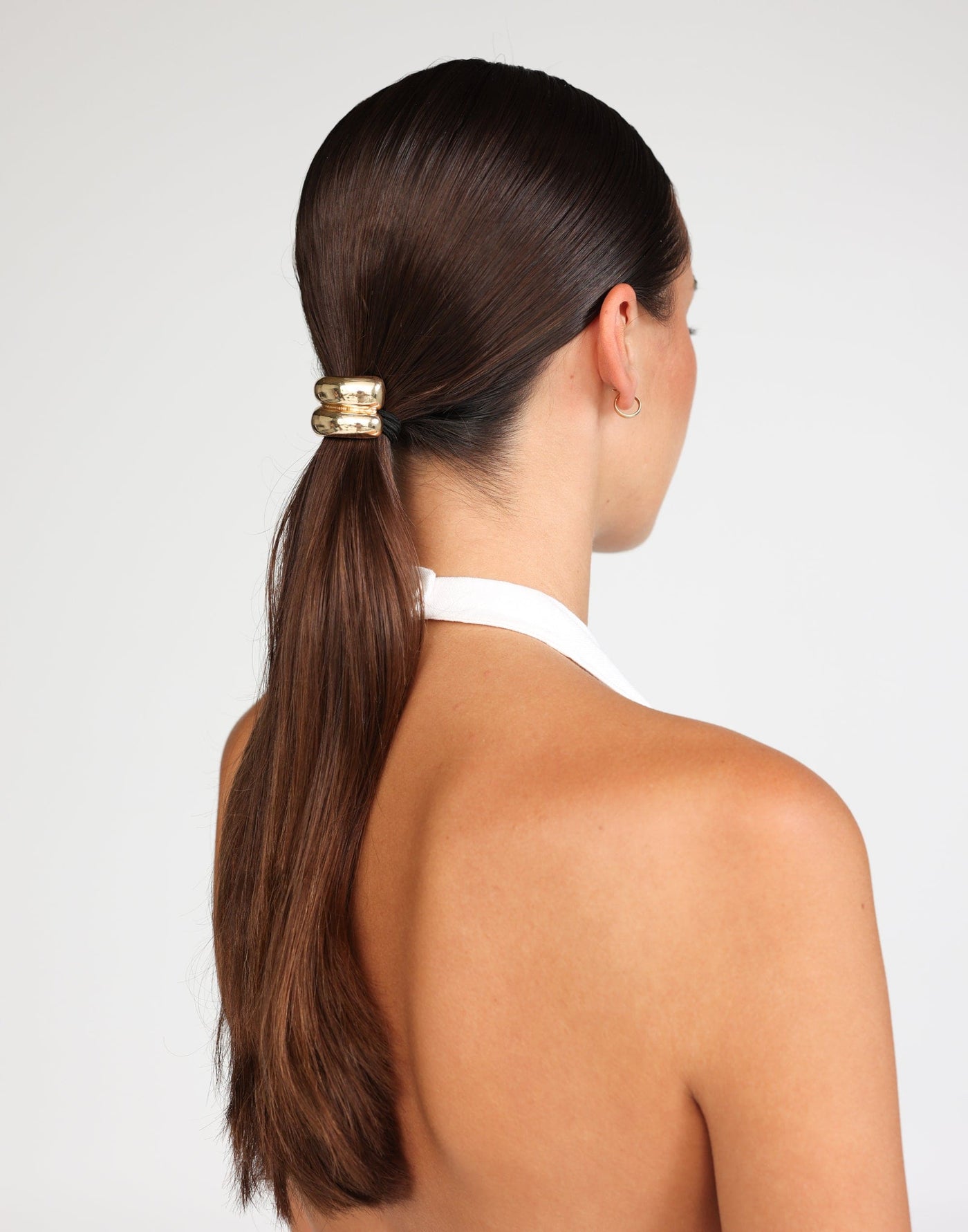 Jordin Hair Tie (Gold) - Gold Detail Basic Hair Tie - Women's Accessories - Charcoal Clothing