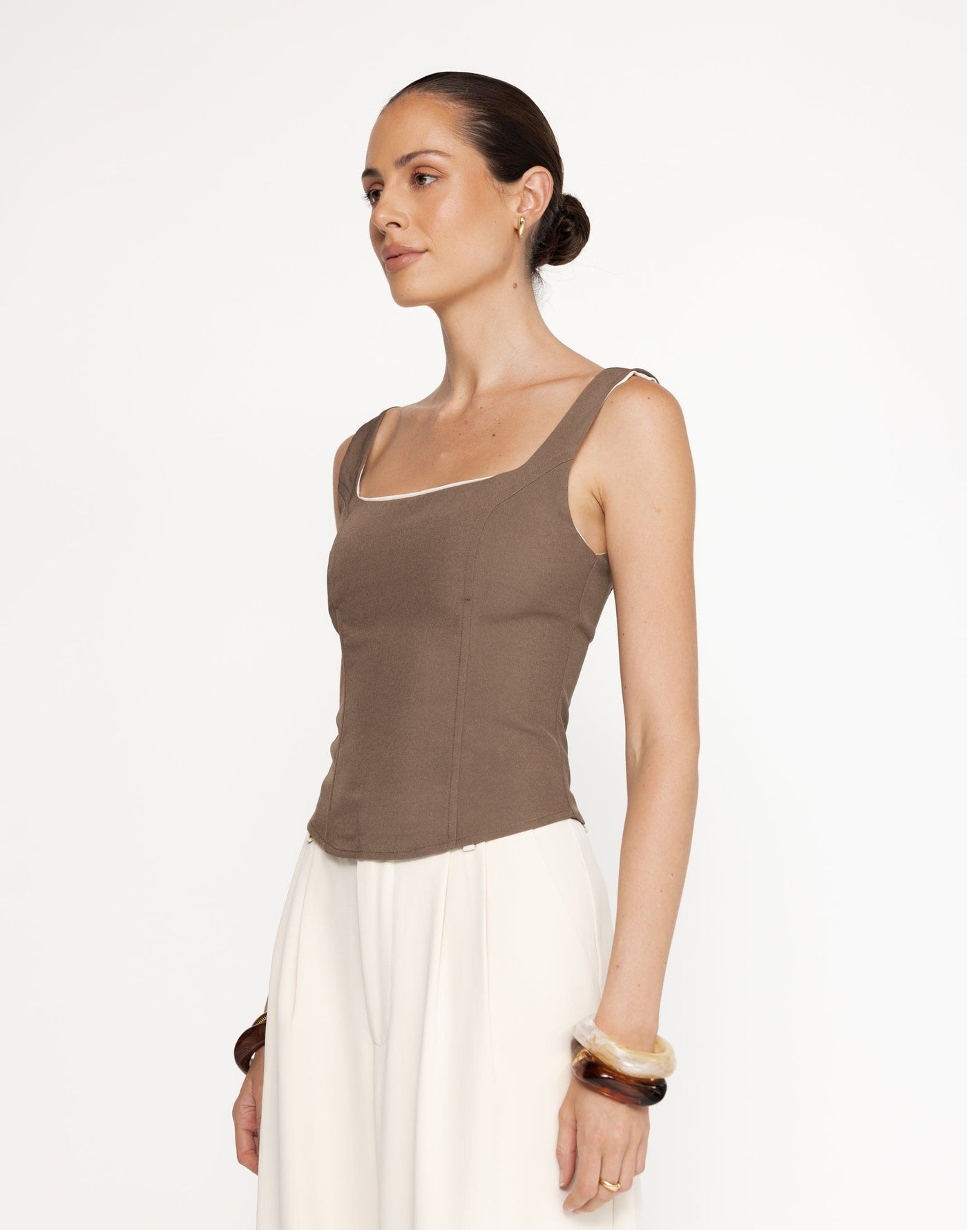 Eline Corset Top (Coffee) | CHARCOAL Exclusive - Women's Top - Charcoal Clothing