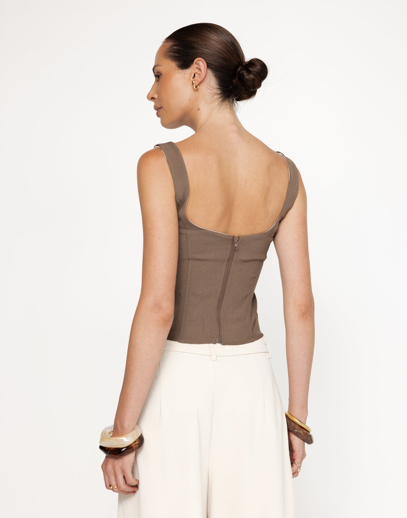 Eline Corset Top (Coffee) | CHARCOAL Exclusive - Women's Top - Charcoal Clothing