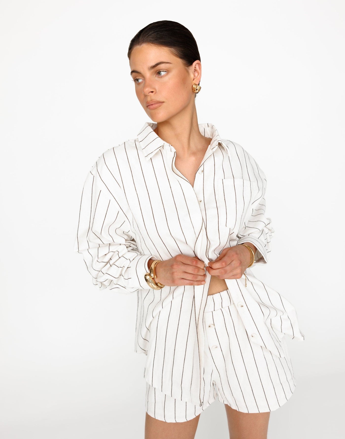 Mikah Long Sleeve Top (Brown/White Stripe) | CHARCOAL Exclusive - - Women's Top - Charcoal Clothing