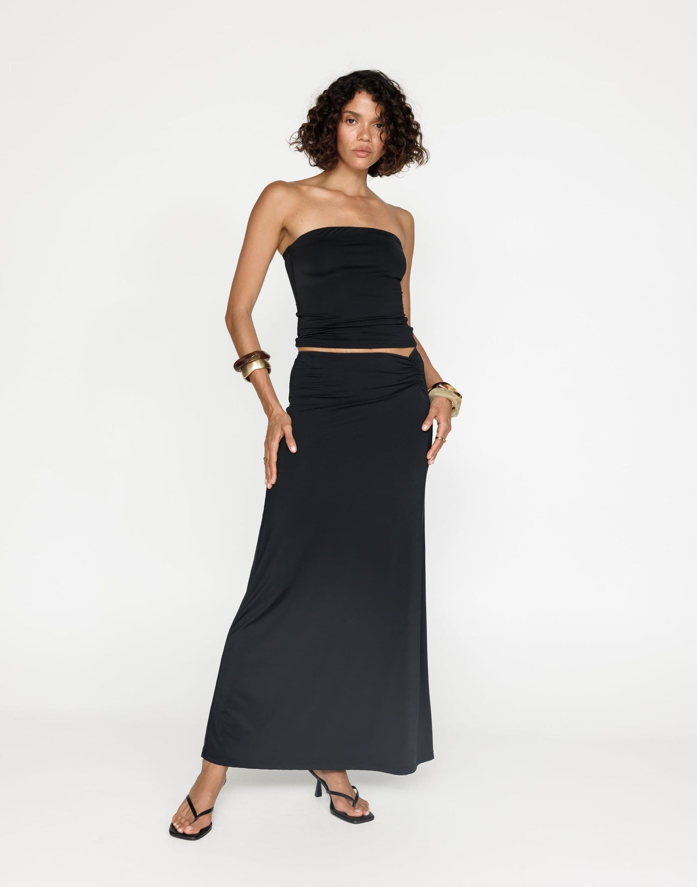 Emersen Bandeau (Black) | CHARCOAL Exclusive - Soft Strapless Tube Top - Women's Top - Charcoal Clothing