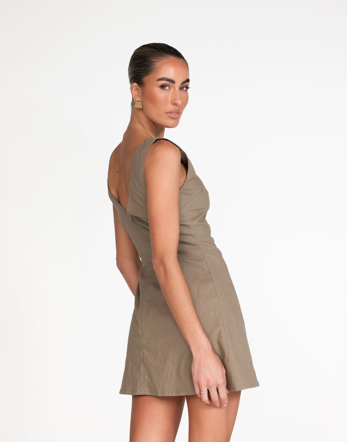 Basira Mini Dress (Mushroom) | CHARCOAL Exclusive - - Women's Dress - Charcoal Clothing