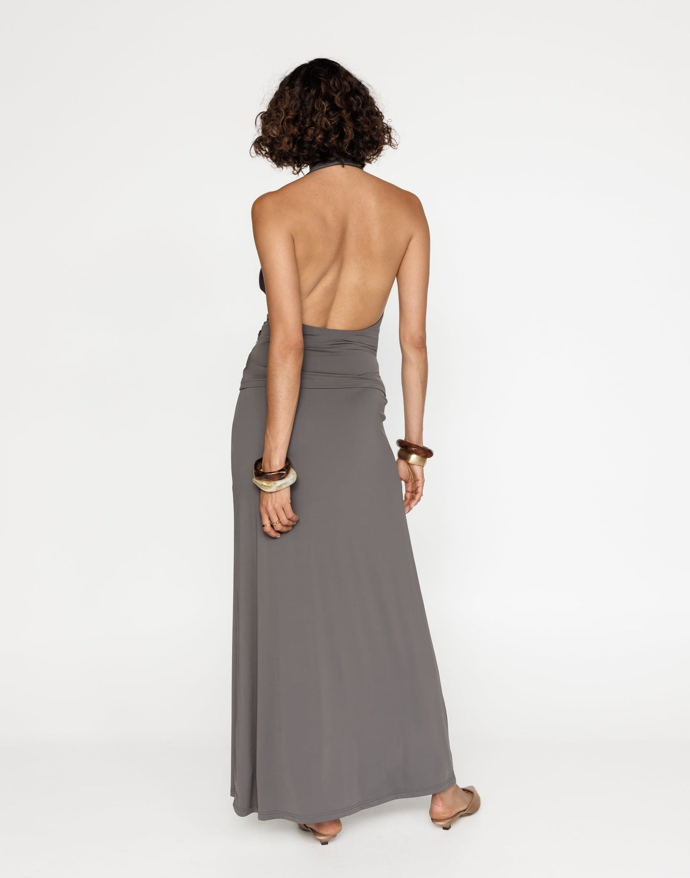 Emersen Maxi Skirt (Slate) | CHARCOAL Exclusive - Gathered Detailing Flared Maxi Skirt - Women's Skirt - Charcoal Clothing