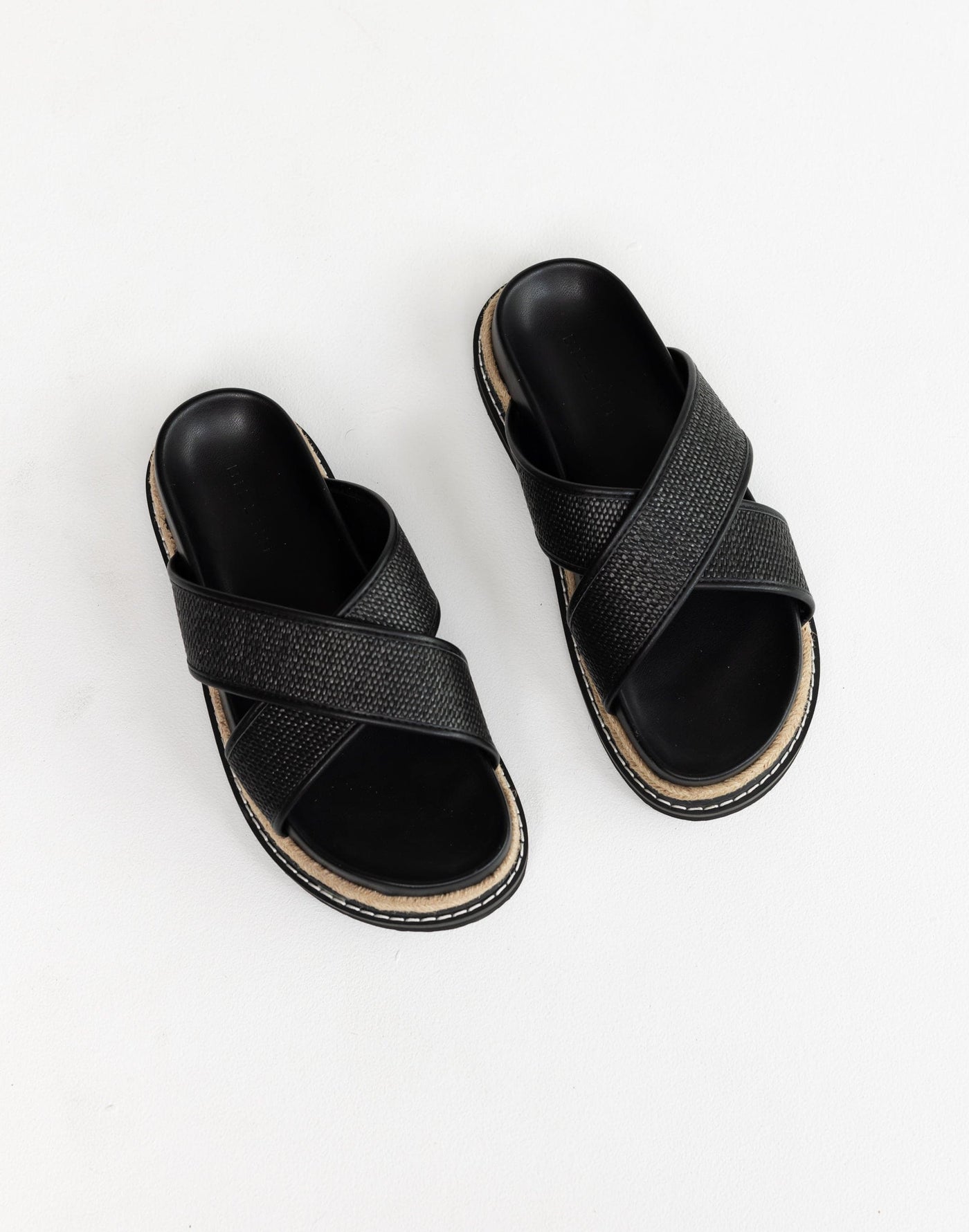 Aysha Slides (Black Raffia) - By Billini - - Women's Shoes - Charcoal Clothing