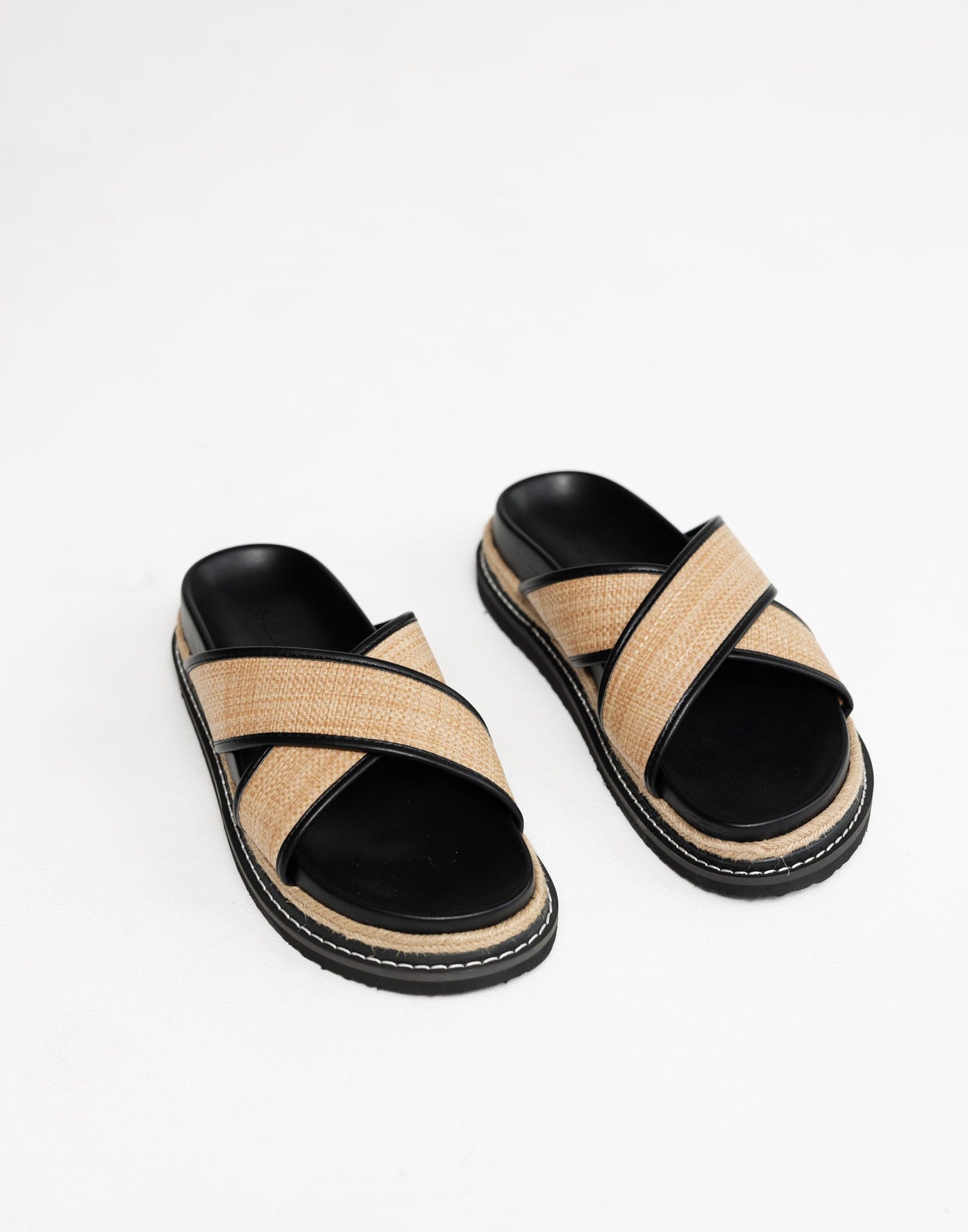 Aysha Slides (Natural Raffia) - By Billini - - Women's Shoes - Charcoal Clothing