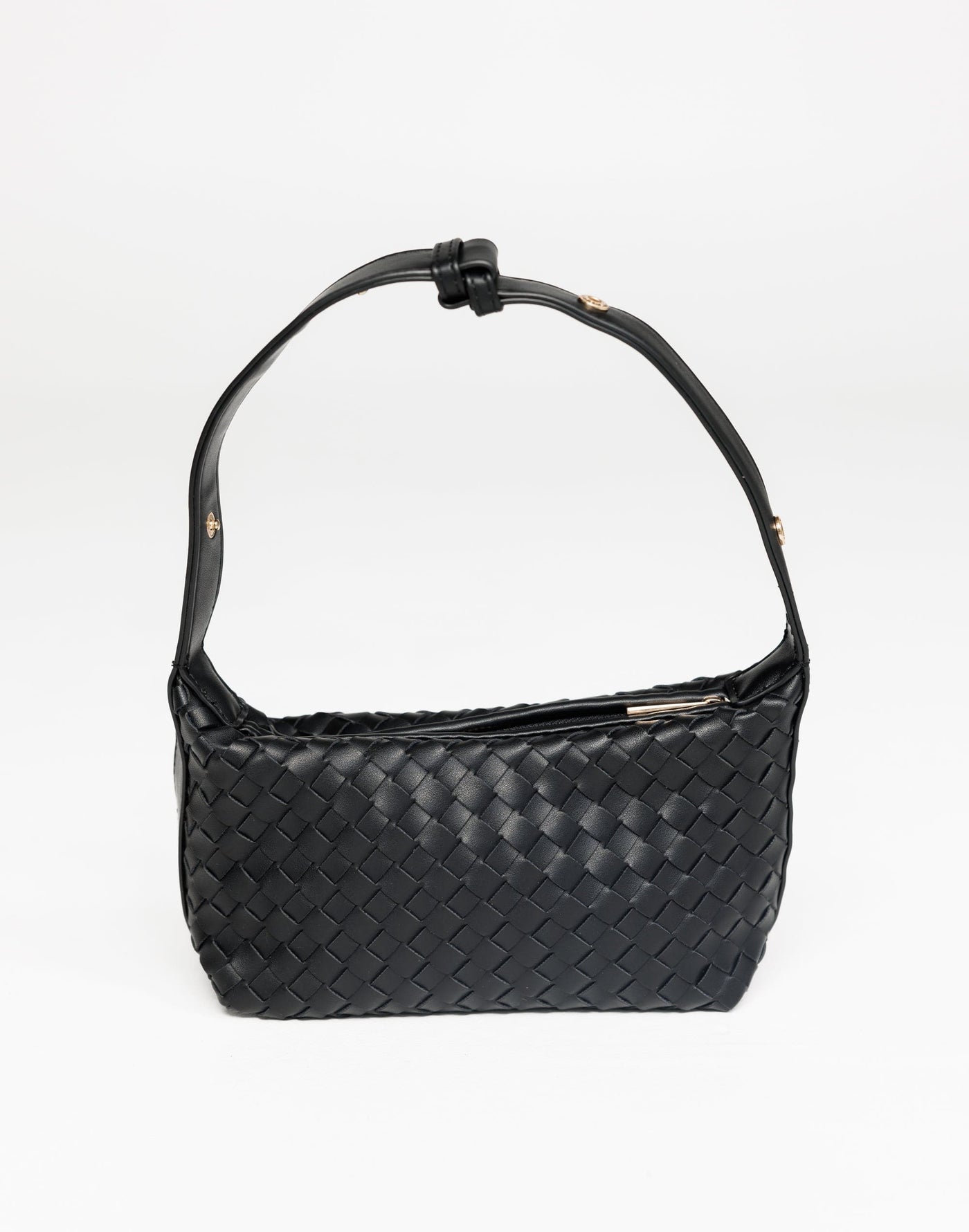 Isabelle Handle Bag (Black) - By Billini - Woven Detail Handle Bag - Women's Accessories - Charcoal Clothing