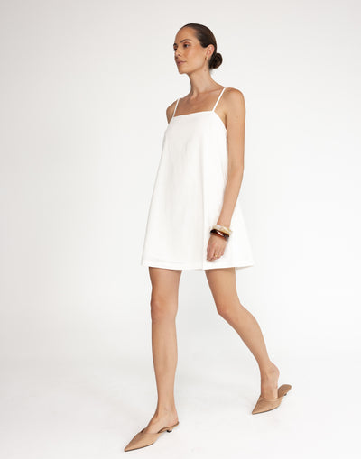 Valerie Mini Dress (White) - Spaghetti Strap Mini Dress - Women's Dress - Charcoal Clothing