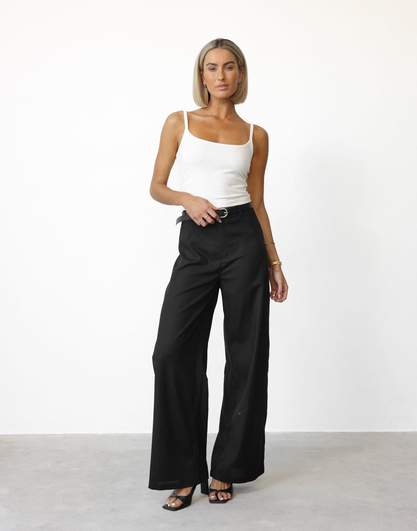 Tarsha Linen Pants (Black) | CHARCOAL Exclusive - High Waisted Zipper and Clasp Entry Pants - Women's Pants - Charcoal Clothing