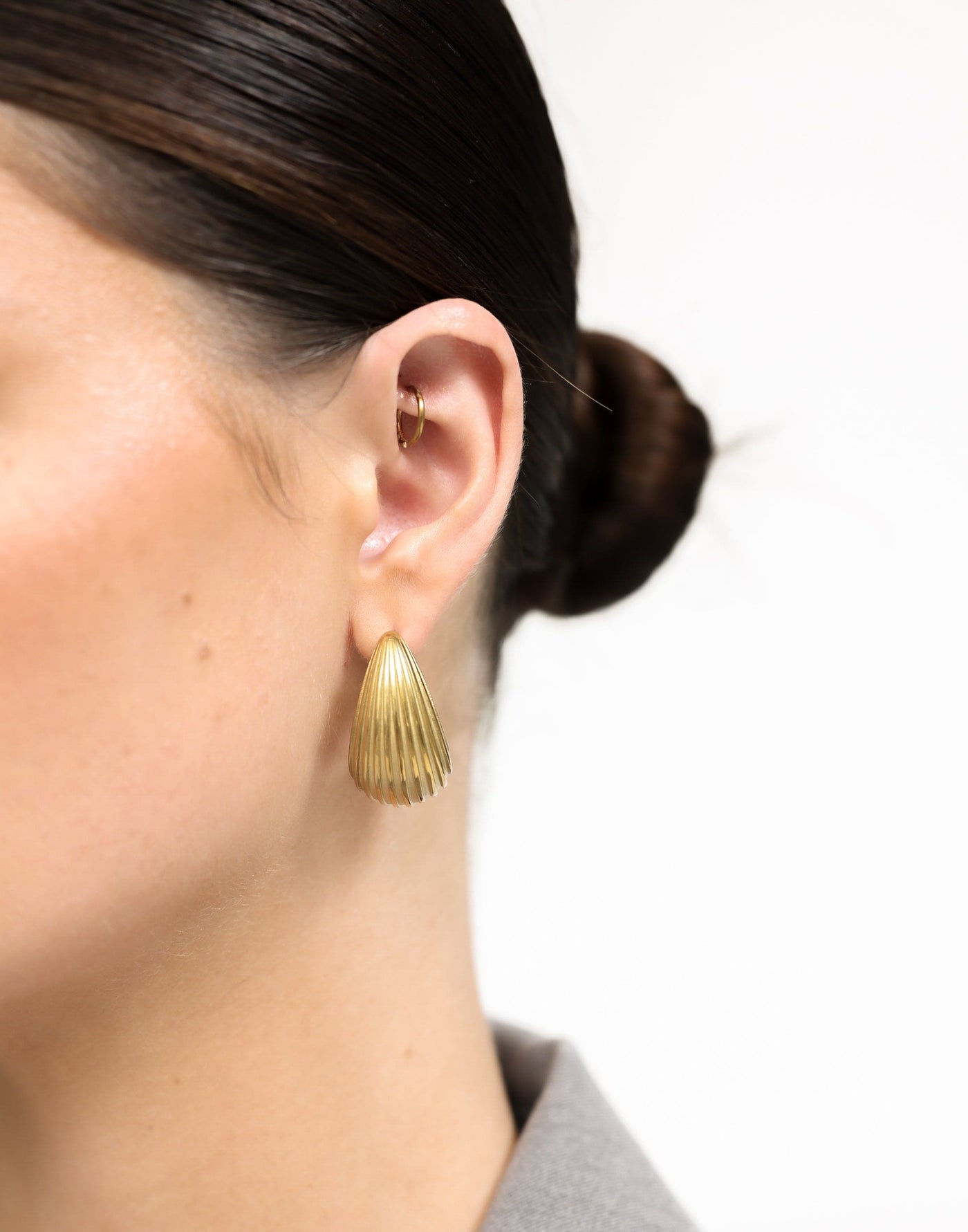 Haidee Earrings (Gold) - Flared Shape Statement Earring - Women's Accessories - Charcoal Clothing